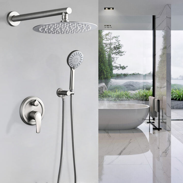 High Pressure Wall Mounted Shower With 5-Function Handheld Shower Head