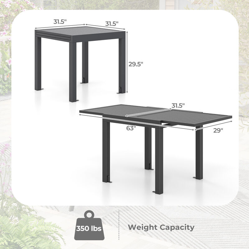 Expandable Patio Dining Table for 4-6 People – Outdoor Dining Table with Adjustable Size
