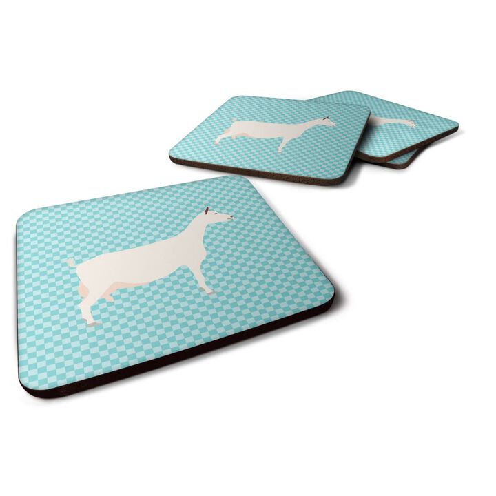 Caroline's Treasures Saanen Goat Blue Check Decorative coasters, 3.5, Multicolor