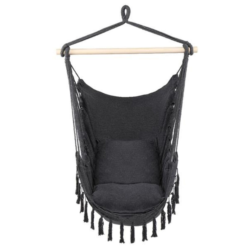 Tassel Plus Pillow Hanging Chair, Elegant Swing Chair for Porch, Patio, or Bedroom
