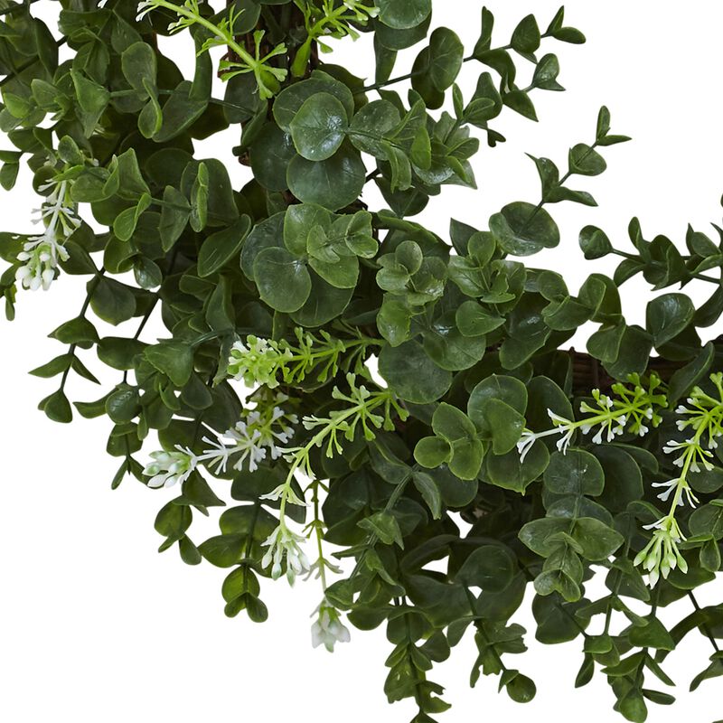 Nearly Natural 18-in Eucalyptus Double Ring Wreath w/Twig Base