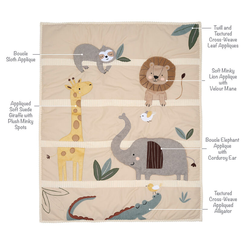 Lambs & Ivy Jungle Story 3-Piece Infant Safari Tan Baby Crib Bedding Set