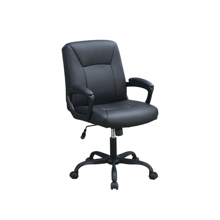 Adjustable Height Office Chair With Padded Armrests, Black