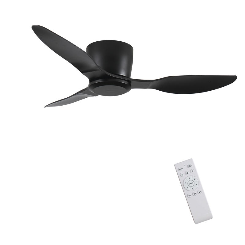 Modern Flush Mount Ceiling Fan, Silent 6-Speed DC Motor, No Light