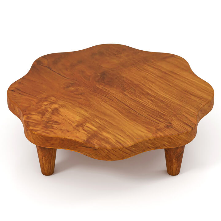 Teak Wood Pedestal Stand for Aroma and Snacks