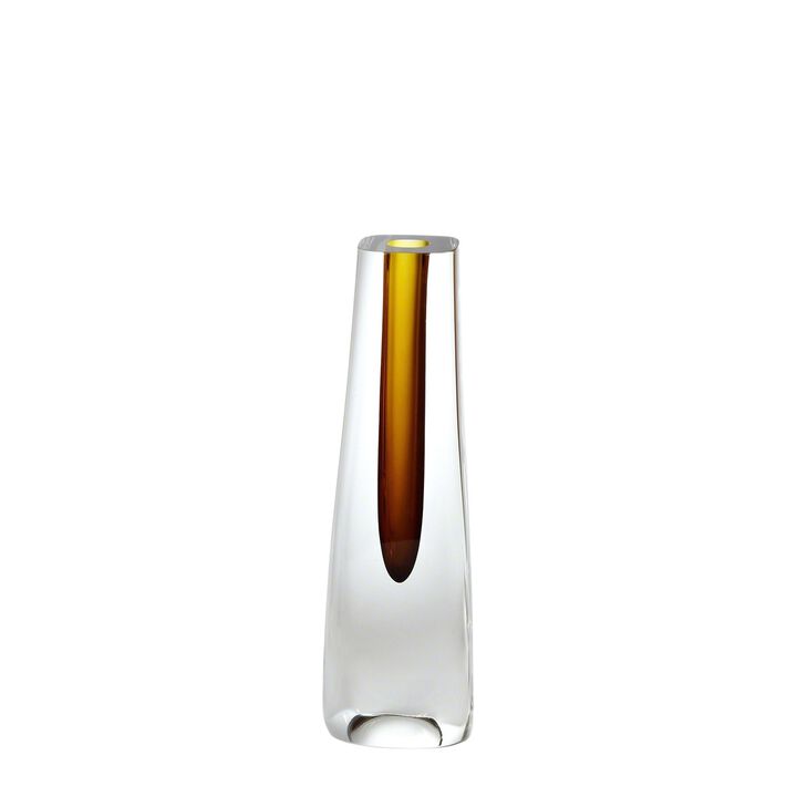 Square Cut Glass Bronze Vase