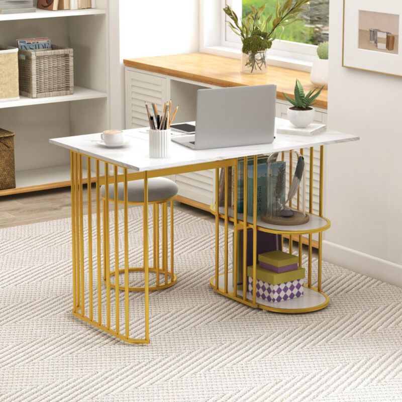 Hivvago Rectangular Dining Table for 2 with 2-tier Storage Shelf for Small Space Dining Room