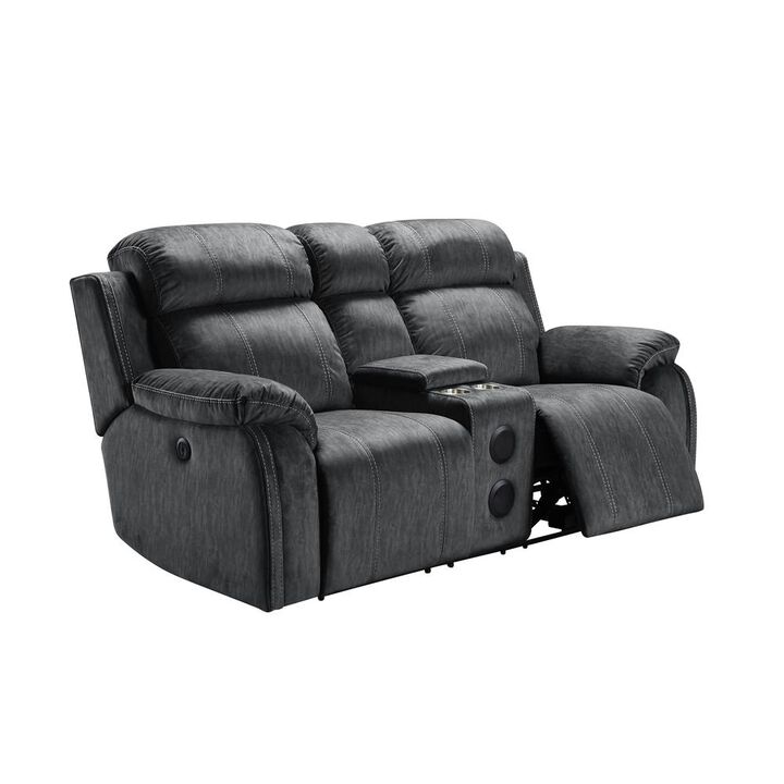 New Classic Furniture Furniture Tango Polyester Console Loveseat  Speaker in Shadow Gray