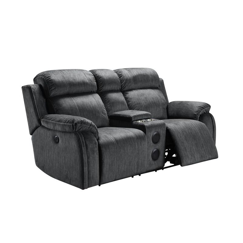 New Classic Furniture Furniture Tango Polyester Console Loveseat  Speaker in Shadow Gray