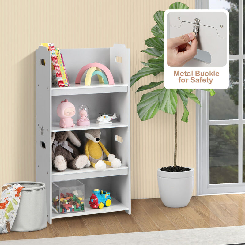 4-in-1 Kids Table and Chairs with Multiple Storage for Learning-Grey