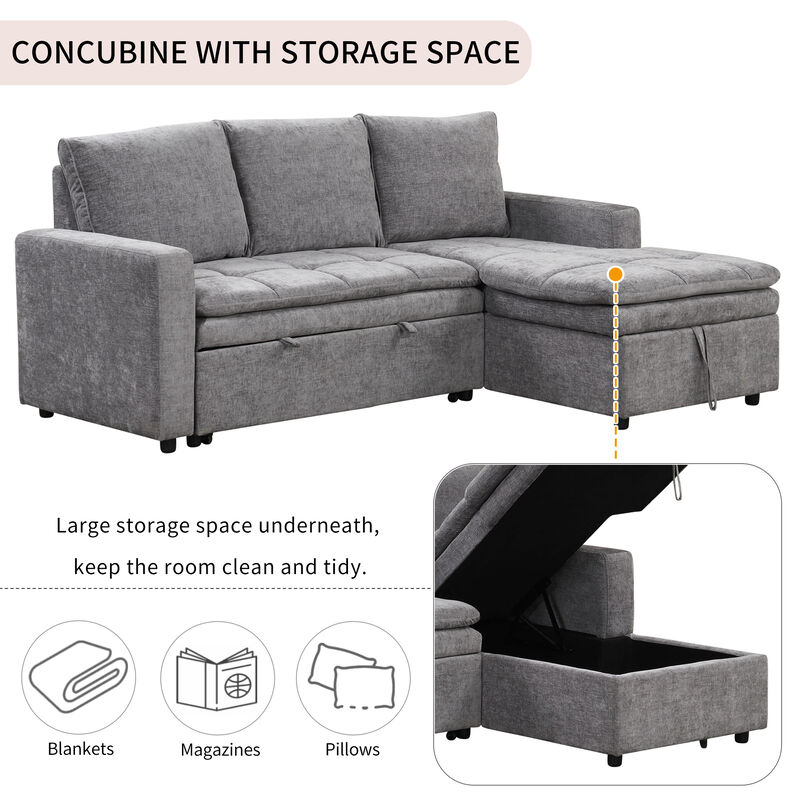 Merax Polyester Sectional Sofa Bed with Storage Space