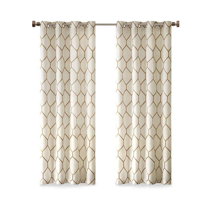 Gracie Mills Mikel Modern Metallic Geo Embroidered Curtain Panel - 50x84"