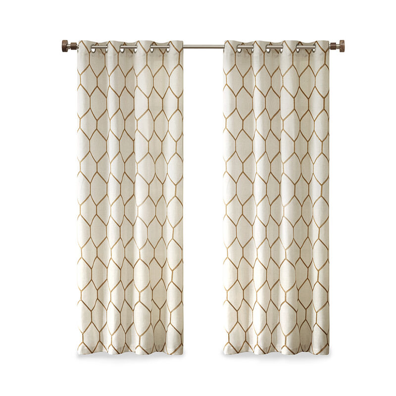 Gracie Mills Mikel Modern Metallic Geo Embroidered Curtain Panel - 50x84"