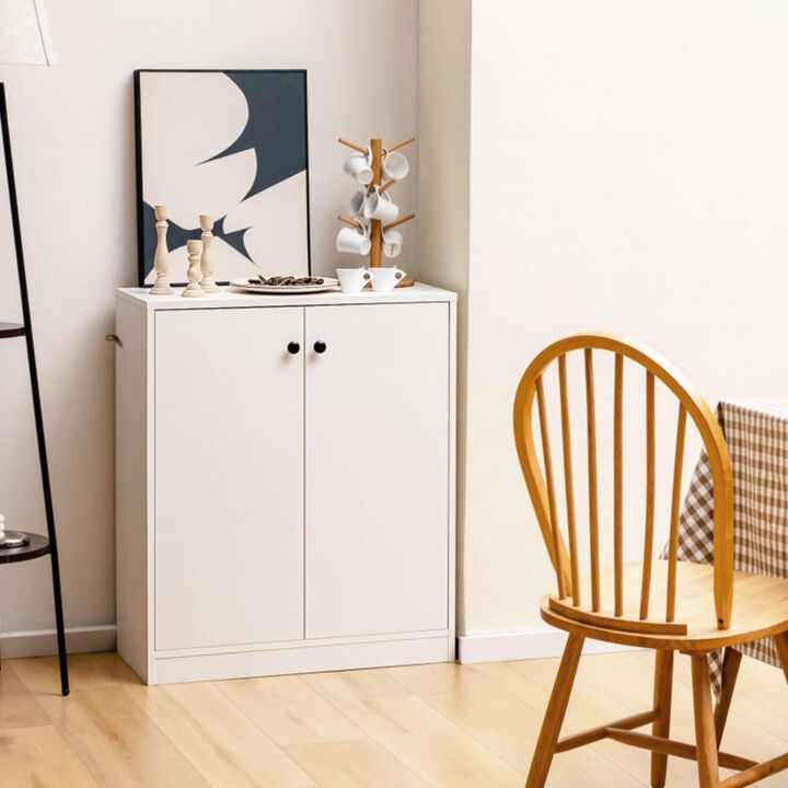 Hivvago 2 Door Storage Base Cabinet with 3-Tier Shelf-White