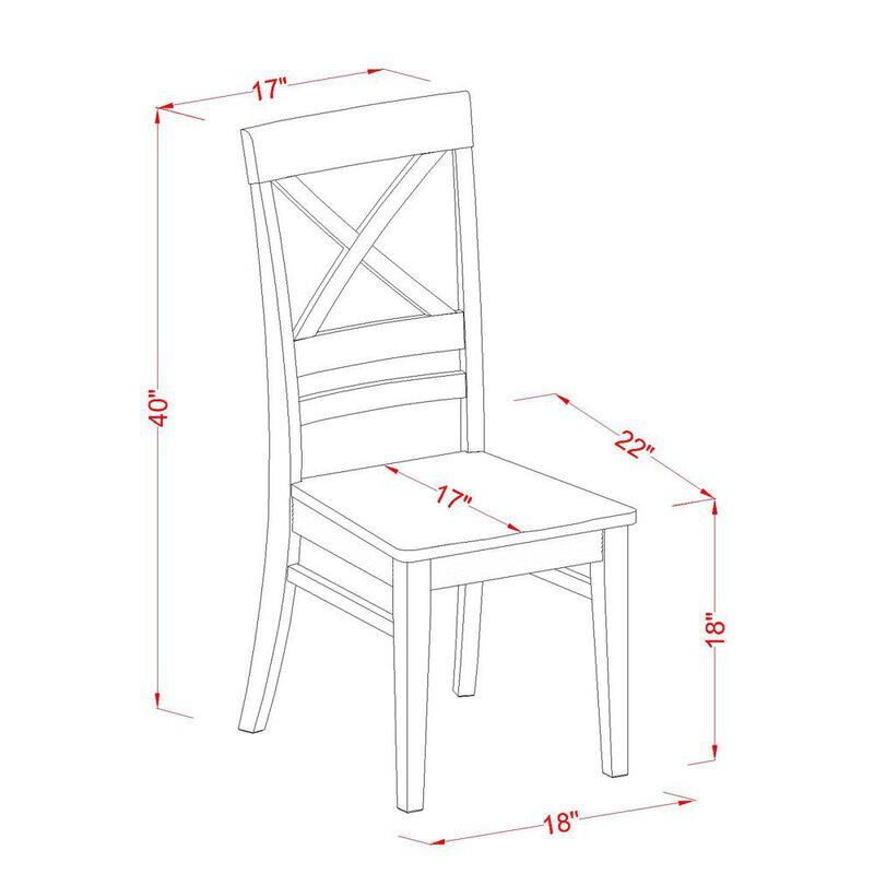 Quincy Dining Kitchen dining Chair With X-Back in Buttermilk & Cherry Finish, Set of 2