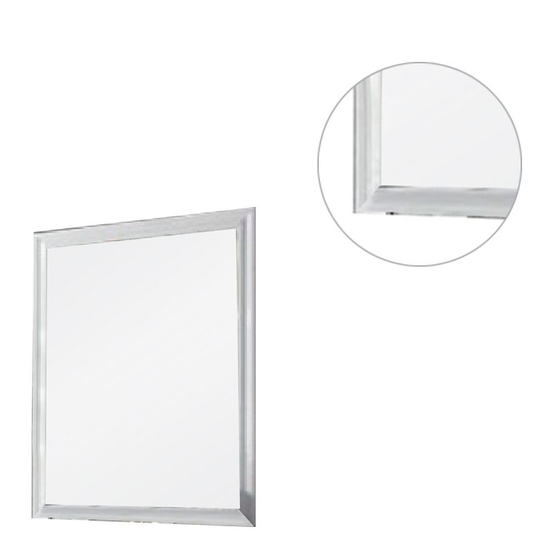 Tyra 39 Inch Wall Mirror, Rectangular Wood Frame, White-Benzara