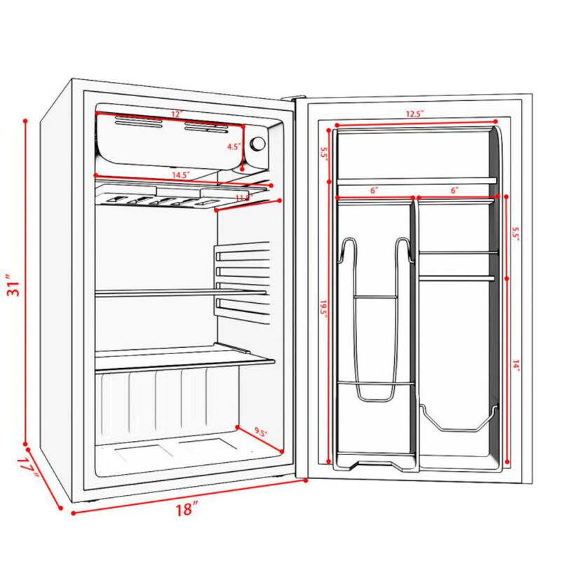 Costway 3.2 cu. ft. Mini Dorm Compact Refrigerator