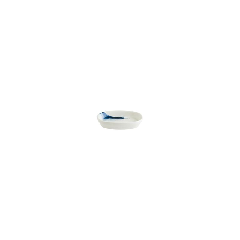 Blue Wave 4" x 2.5" x h:0.75" Oval Decorated Porcelain Platter (Set of 4)
