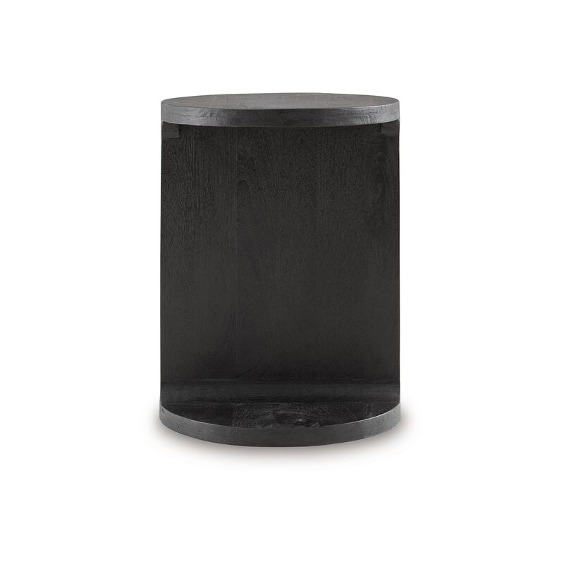 Accent Table, I Shaped Mango Wood Body, Sandblasted Black 16 Inch - Benzara