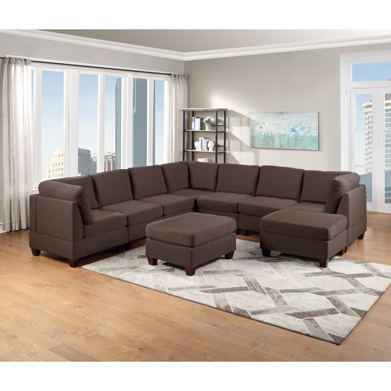Living Room Furniture Armless Chair Coffee Linen Like Fabric 1 Piece Cushion Armless Chair