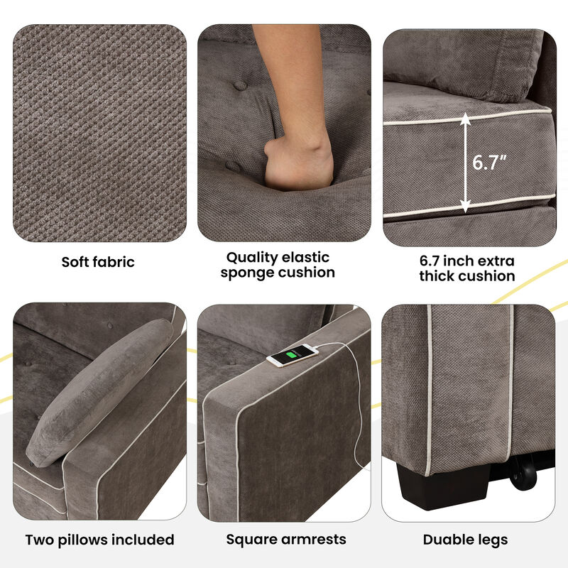 Merax Pull Out Sleeper Sofa Bed with Dual USB Charging Port