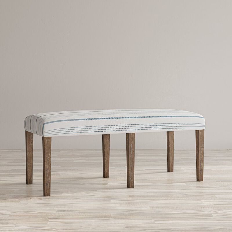 Jofran Eastern Tides Coastal Wire-Brushed Wood 46 Upholstered Dining Bench