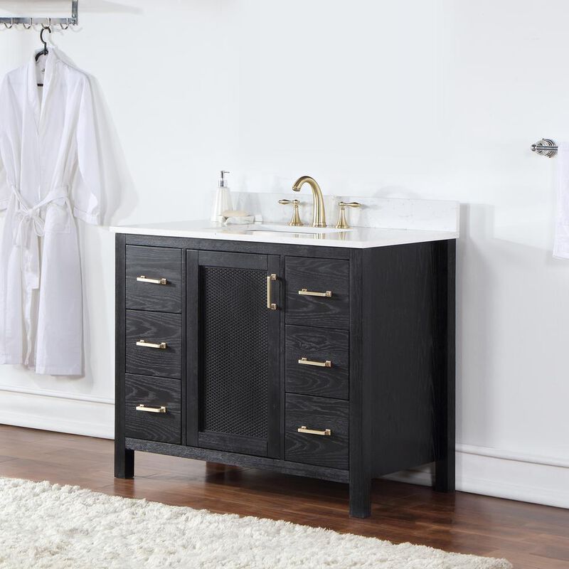 Altair 42 Single Bathroom Vanity Set in Black Oak without Mirror