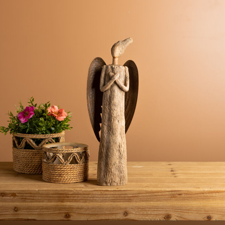 Rustic Tree Angel Statue for Garden Décor, Outdoor Decorations, and Nature-Inspired Accents