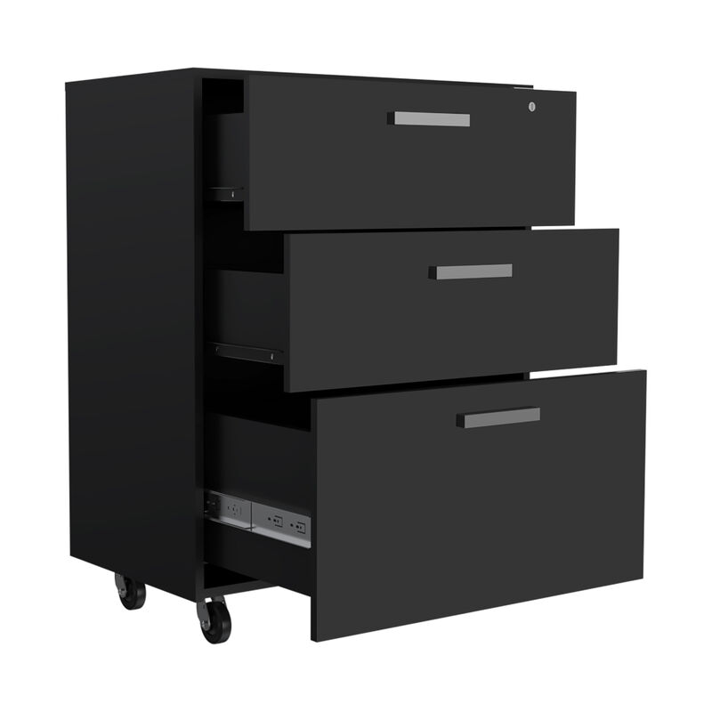 3 Drawers Storage Cabinet Lions, Garage, Black