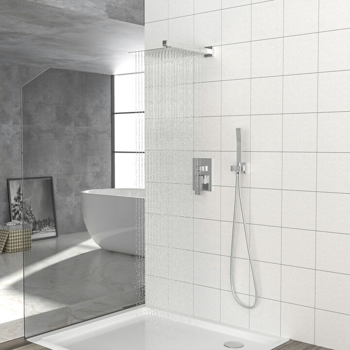 10" Rain Shower Head Systems, Chrome, Wall Mounted Shower