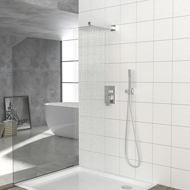 10" Rain Shower Head Systems, Chrome, Wall Mounted Shower