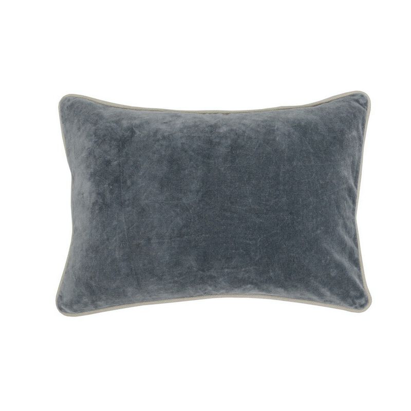 Rectangular Throw Pillow with Cotton Cover, Gray-Benzara