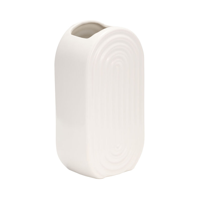 9" Ceramic Oval Ridge Vase