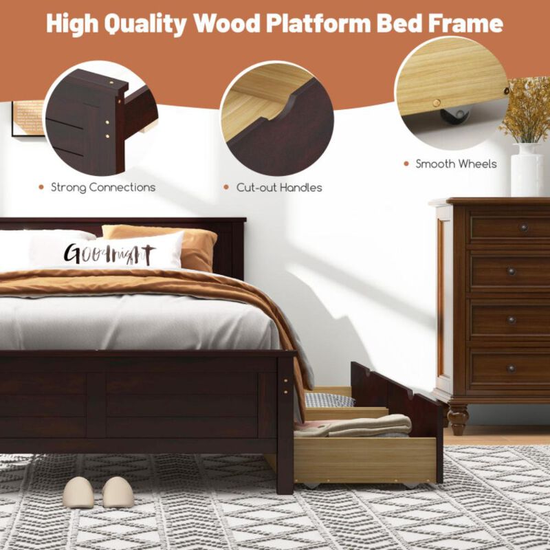 Hivvago Twin Size Bed Frame with Storage Drawers