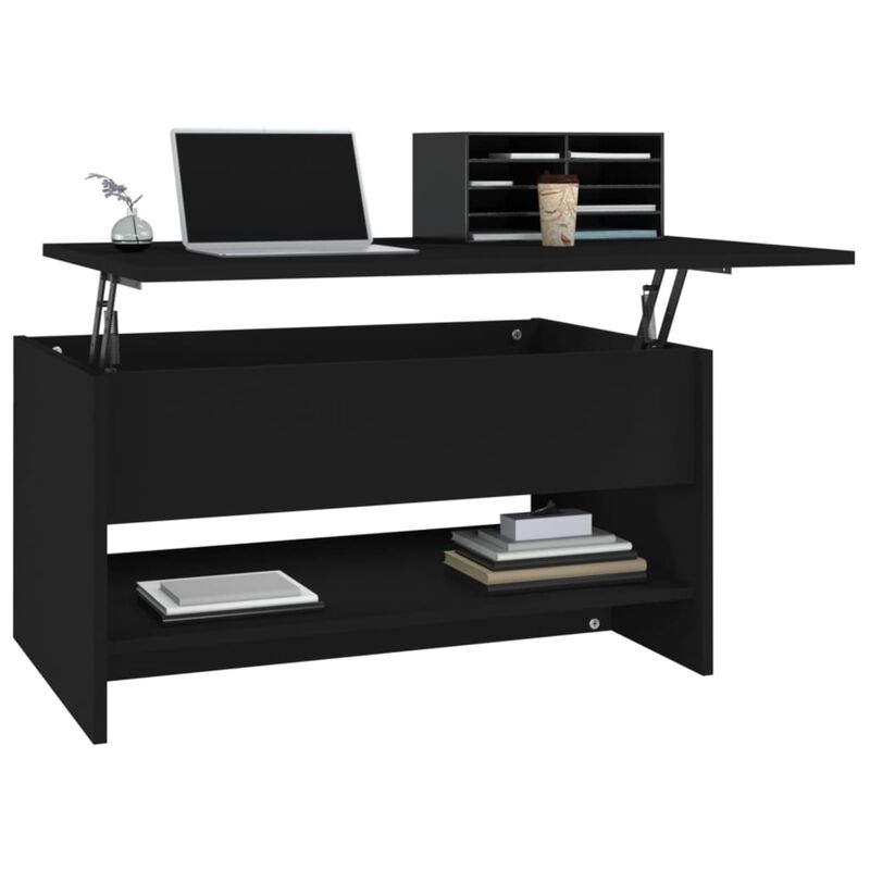 vidaXL Coffee Table Black 31.5"x19.7"x15.7" Engineered Wood