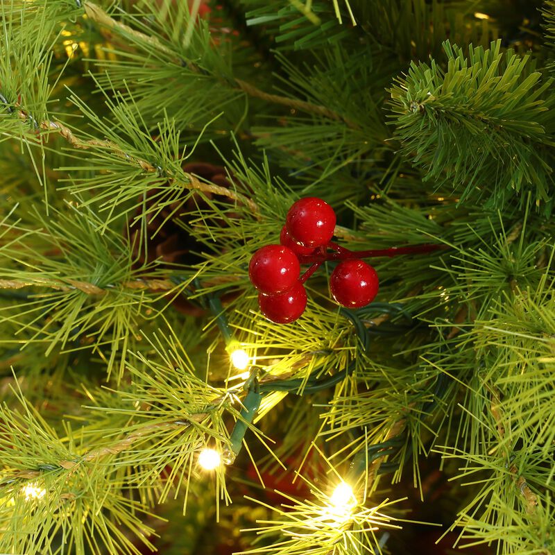 LuxenHome 6Ft Pre-Lit Green Full Artificial Pine Christmas Tree with 8 Light Functions