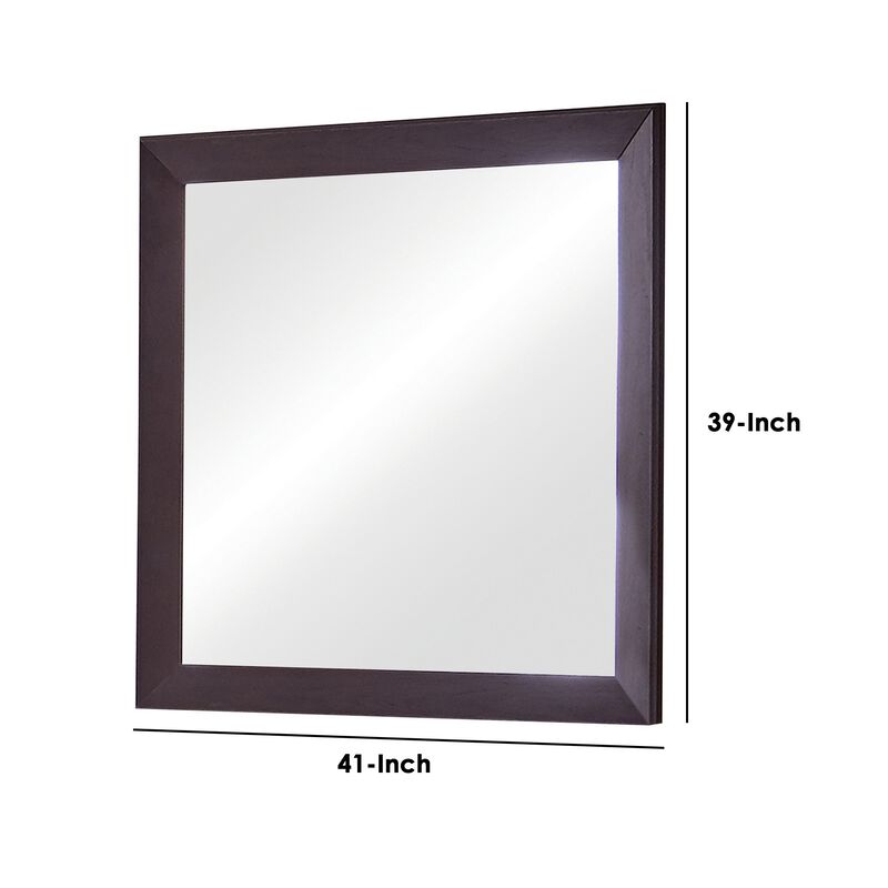 Mirror with Wooden Frame and Mounting Hardware, Espresso Brown-Benzara