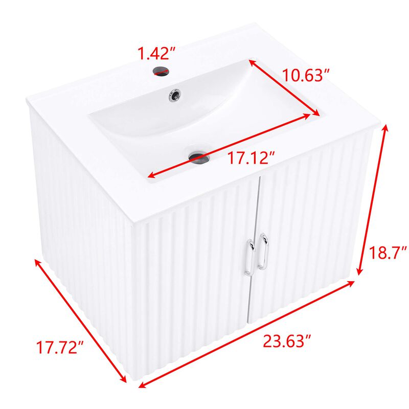 17.72 in. W x 23.62 in. D x 18.7 in. H Single Sink Bath Vanity with Pulls with White Ceramic Top