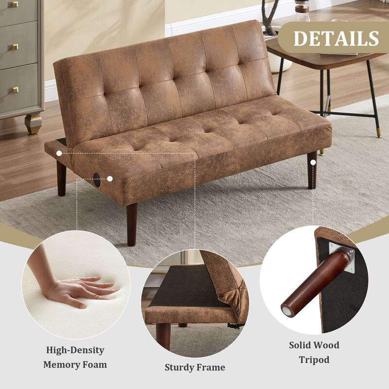 Merax Adjustable Sofa Chaise lounge Futon with Charging Port