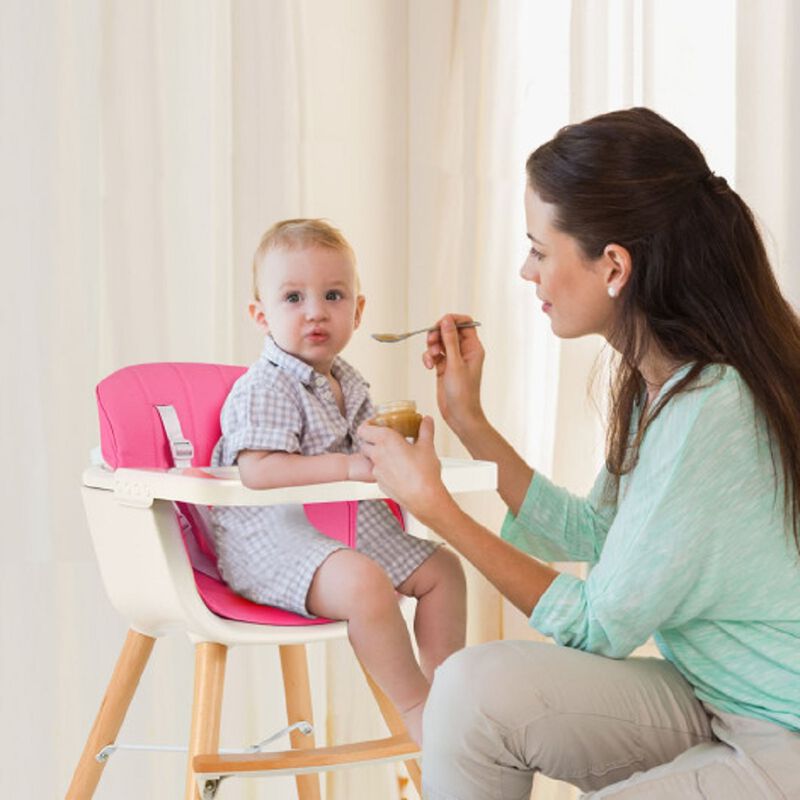 Wooden Baby 3 in 1 Convertible High chair w/ Cushion
