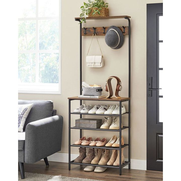 Hall Tree with Shoe Bench Entryway Organizer with Hooks and Storage