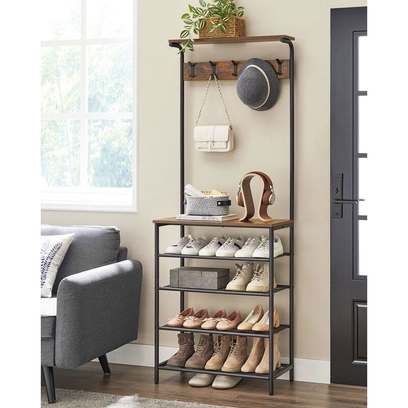 Hall Tree with Shoe Bench Entryway Organizer with Hooks and Storage