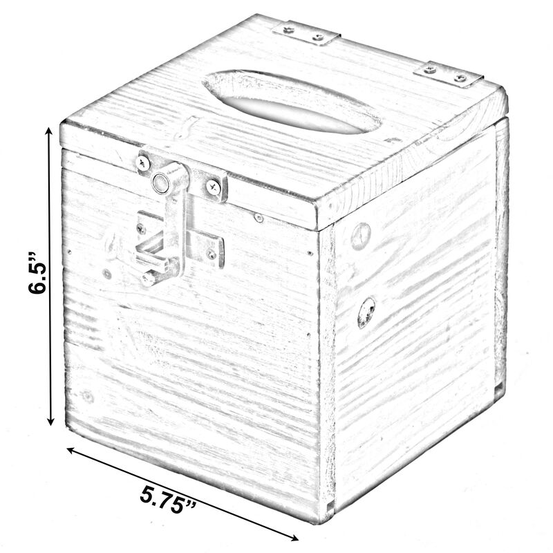 Square Wooden Rustic Lockable Tissue Box Cover Holder
