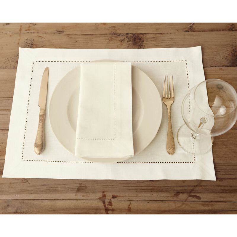 Solino Home Cotton Linen Hemstitch Dinner Napkins 20 x 20 Inch Set of 4