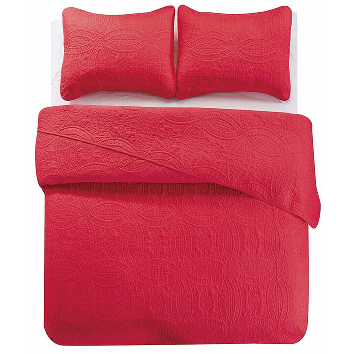 Bedspread Coverlet 3 Pcs Set Oversized Full Size White Color