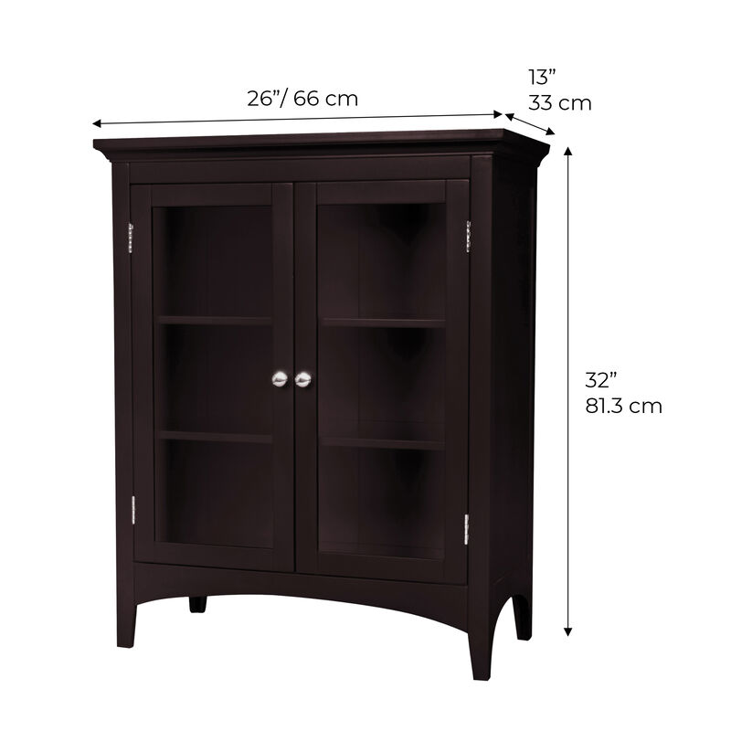Teamson Home Madison Wooden Floor Cabinet with 2 Glass Doors, Espresso