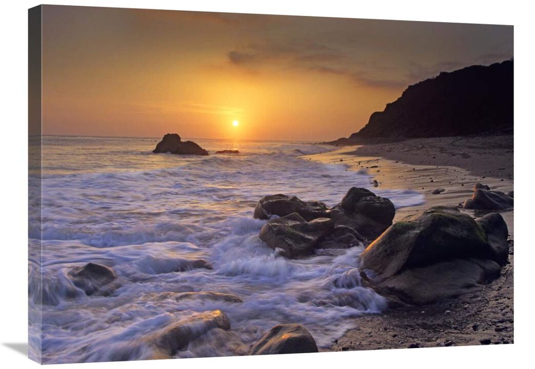 Sunset over Leo Carillo State Beach, Malibu, California-Canvas Art-32x24