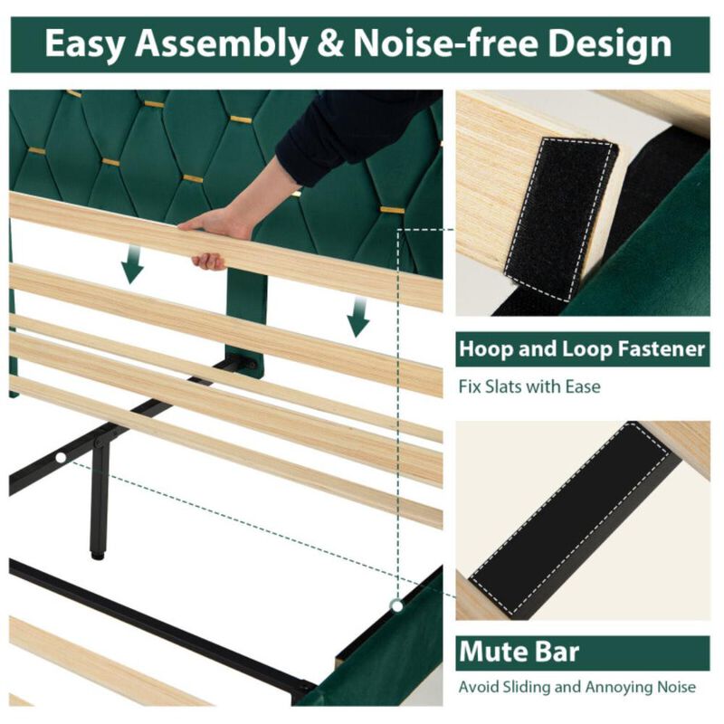 Hivvago Upholstered Platform Bed Frame with Adjustable Headboard