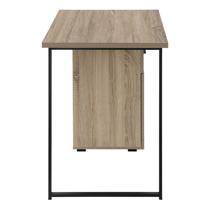 Monarch Specialties I 7764 Computer Desk, Home Office, Laptop, Left, Right Set-up, Storage Drawers, 48"L, Work, Metal, Laminate, Brown, Black, Contemporary, Modern