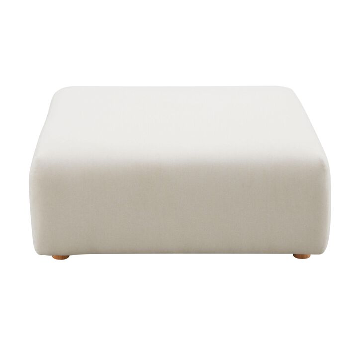Hangover Cream Heavy Textured Fabric Ottoman